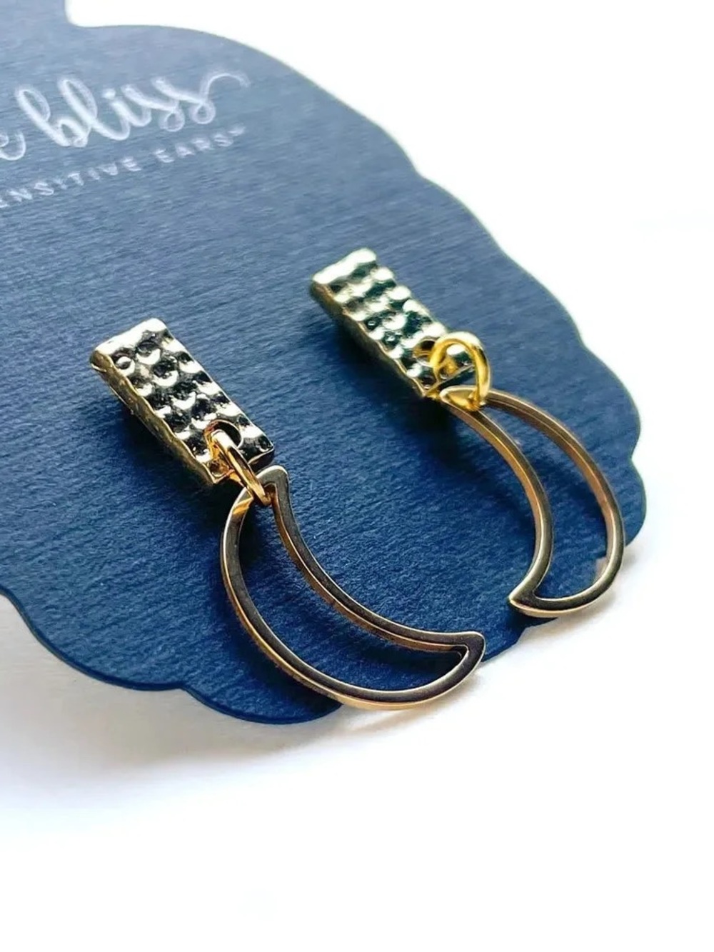 Dixie Bliss Minimal Moon Dangle Earrings